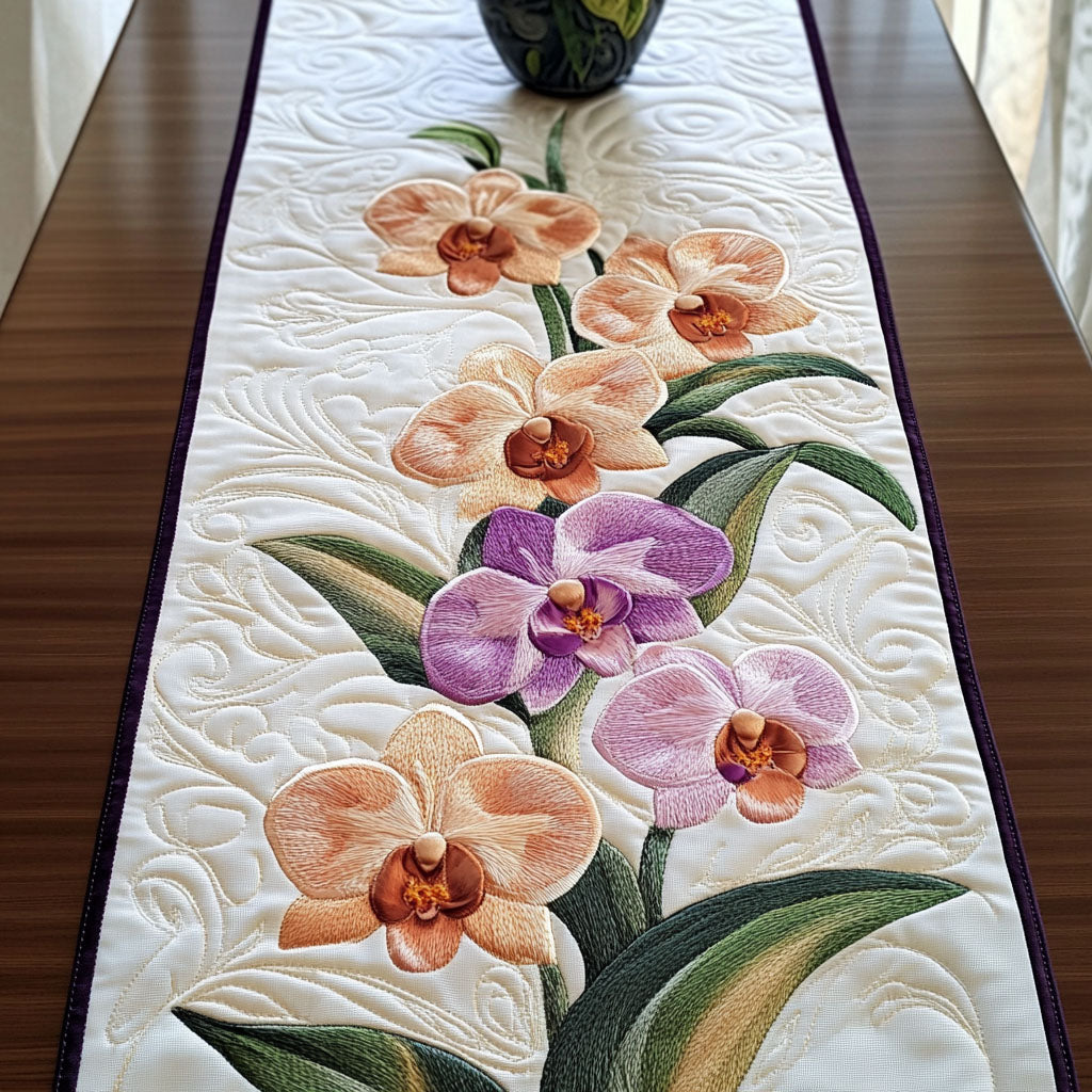 Soft Orchid Bloom Quilted Table Runner Dining Table Decor Gift Ideas For Mom