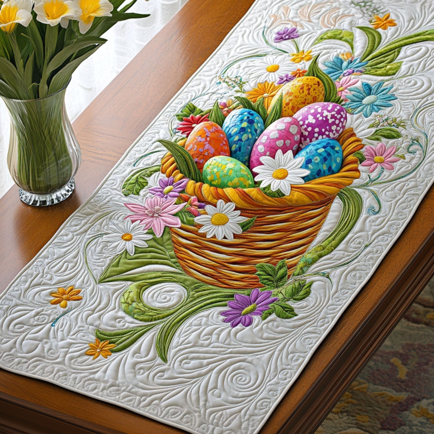 Soft Pastel Dreams Quilted Table Runner Easter Table Decor Best Friend Gift Ideas