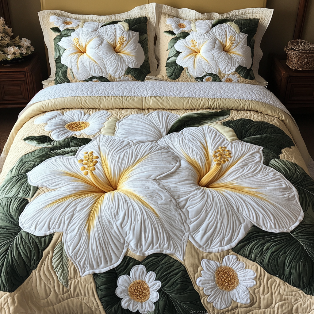 Soft Petals Quilted Bedding Set Premium Comforter Set for Restful Nights