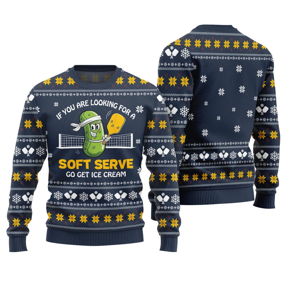 Soft Serve Pickleball Ugly Christmas Sweater Perfect Holiday Gift Merch for Sweater Lovers