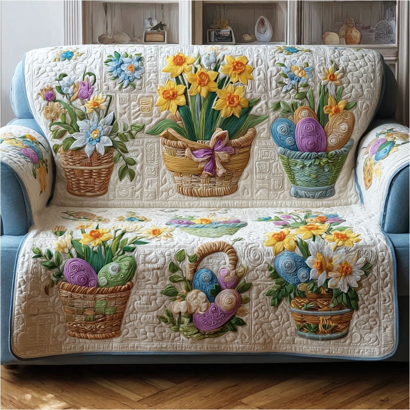 Soft Spring Parade Quilted Sofa Cover Floral Furniture Decor Gift For Home Lovers