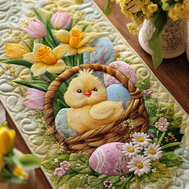 Soft Spring Quilted Table Runner Floral Spring Table Decor Best Gift For Her