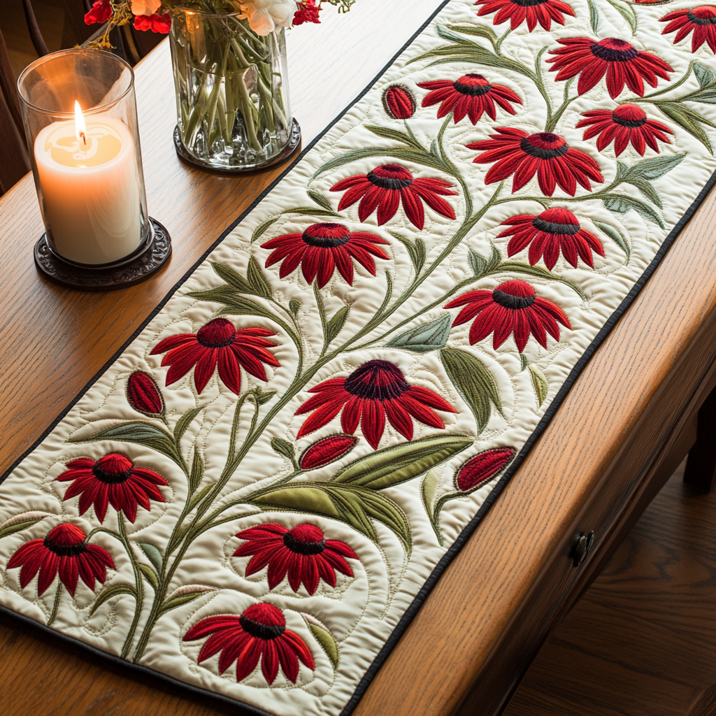 Soft Sprout Quilted Table Runner Dining Table Ideas Gifts For The Flower Lover