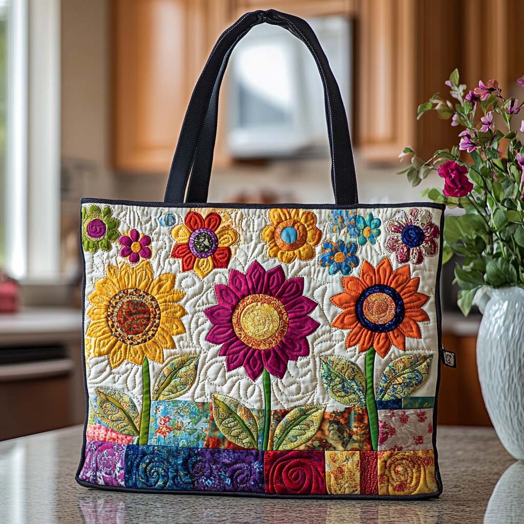 Soft Sunflower Glow Quilted Tote Bag Sunflower Birthday Gifts