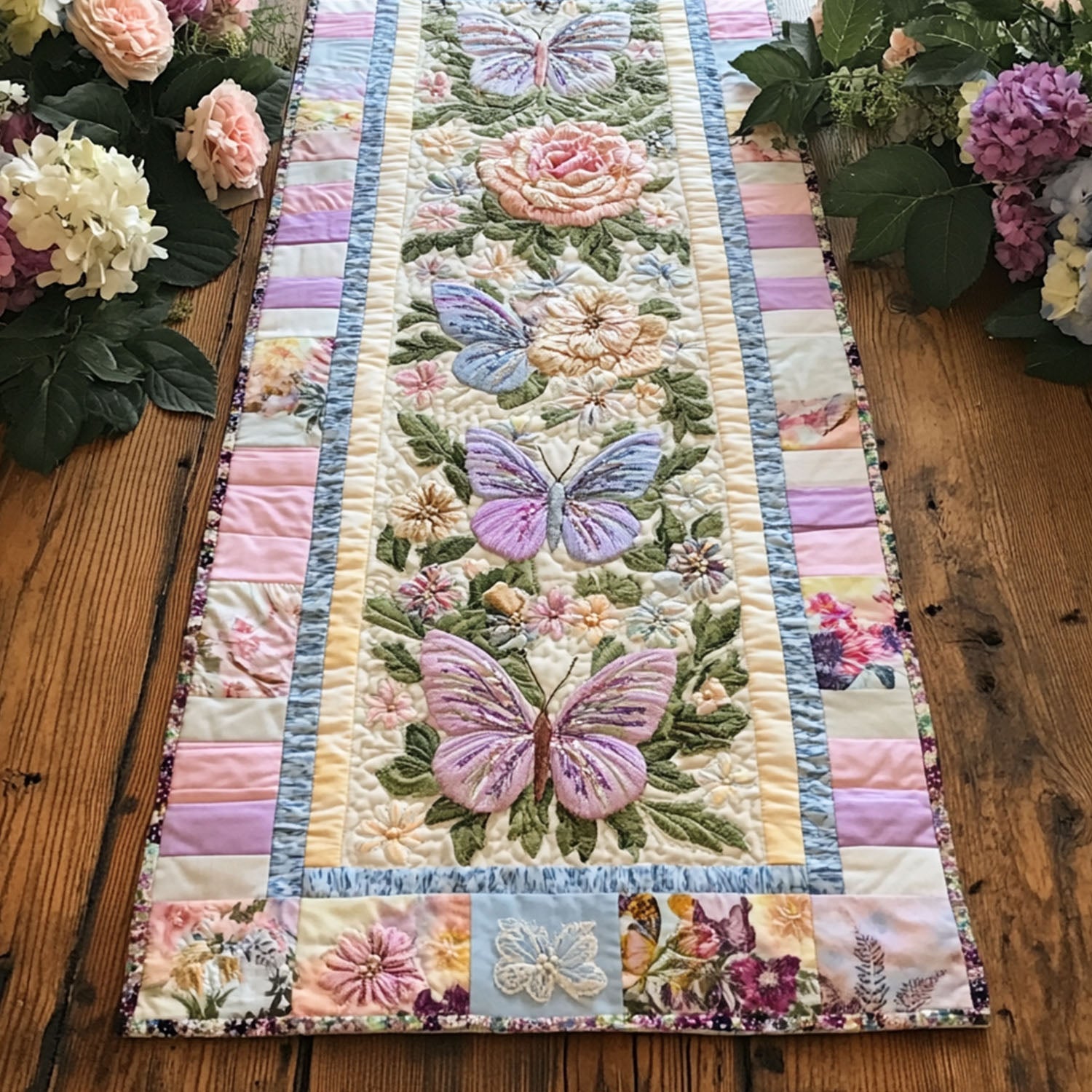 Soft Winged Beauty Quilted Table Runner Kitchen Table Decor Butterfly Birthday Gifts