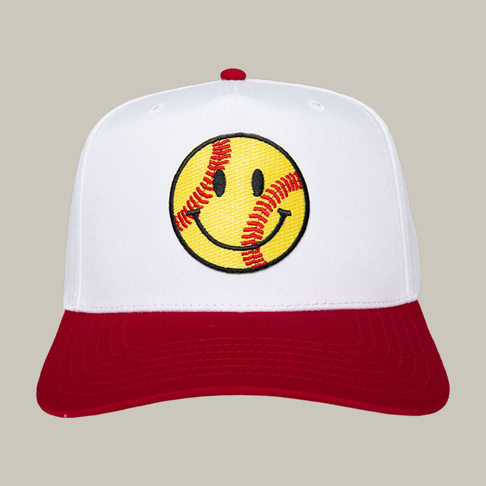 Softball Happy Face Two Toned Vintage Hat Funny Face Hat Cool Gift For Friends