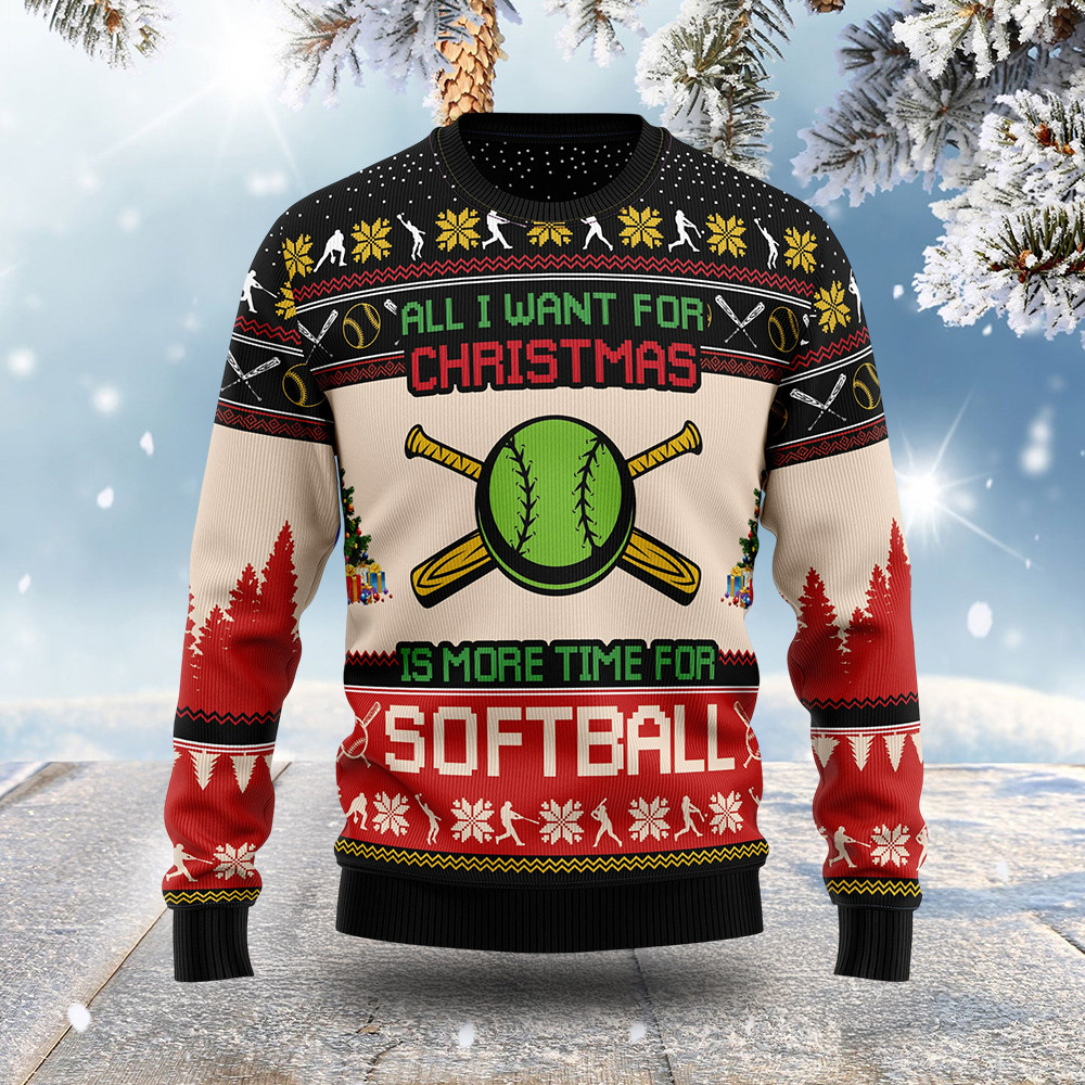 Softball Ugly Christmas Sweater Winter Apparel Christmas Gifts For Softball Players