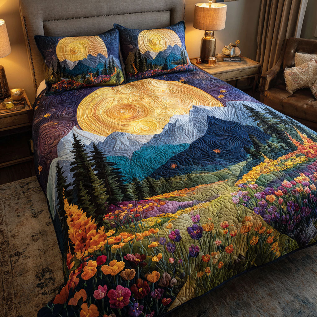 Solar Bloom Quilted Bedding Set Cool Bedroom Decor Gifts For The Flower Lover