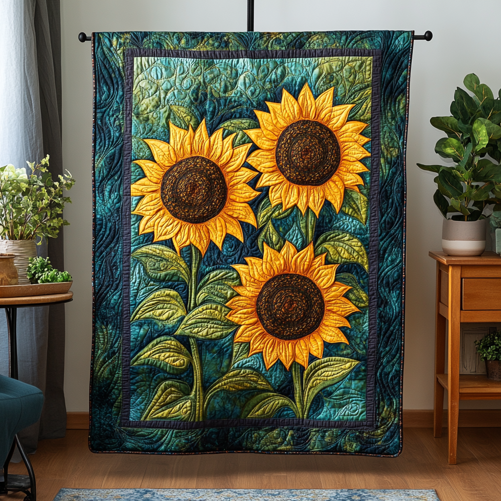Solar Bloom Quilted Blanket Sunflower Gifts For Her