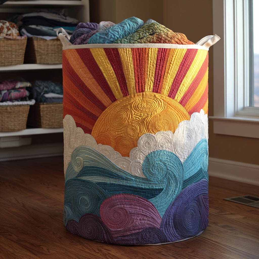 Solar Bloom Quilted Laundry Basket Gift Idea For Busy Families