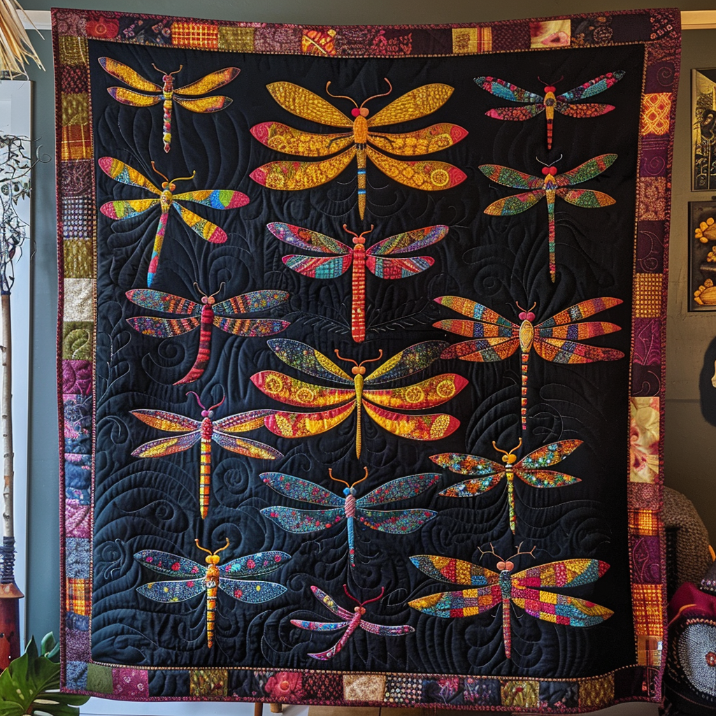 Solar Breeze Dragonfly Quilted Blanket Unique Dragon Gifts