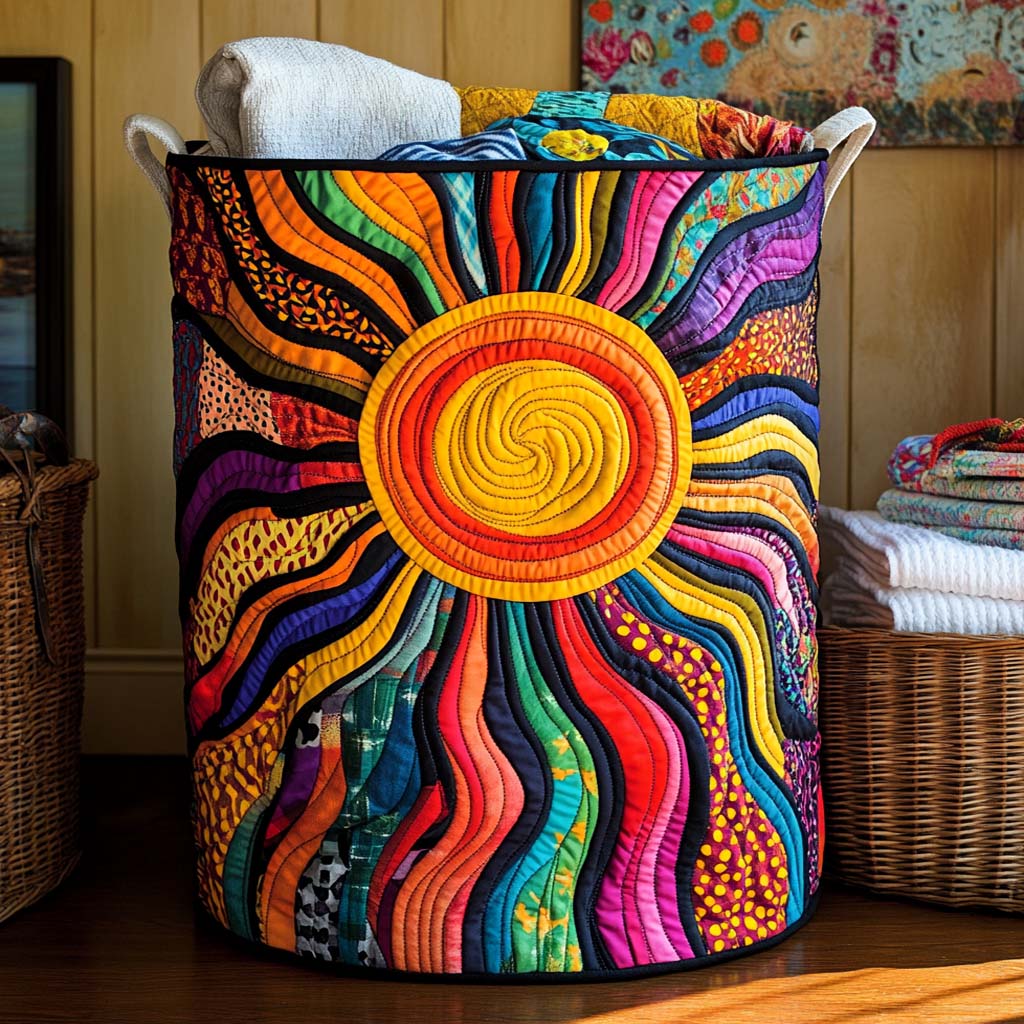 Solar Burst Quilted Laundry Basket Merch For Him