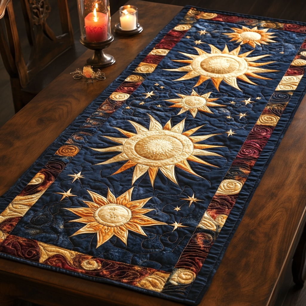 Solar Glory Quilted Table Runner Dinner Table Decor Cool Native American Presents