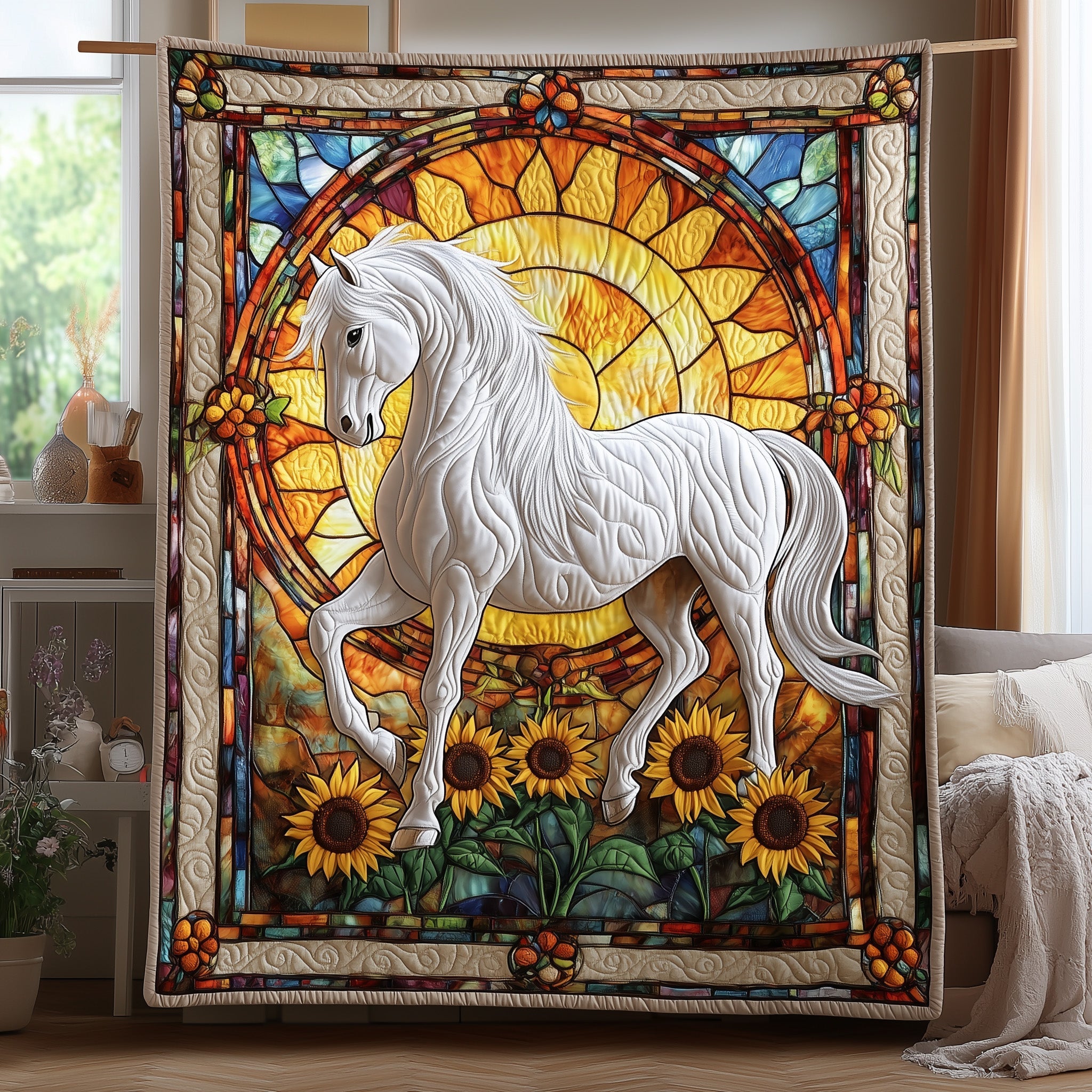 Solar Majesty Horse Quilted Blanket Nice Throw BlanketChristmas Gifts For Horse Lovers