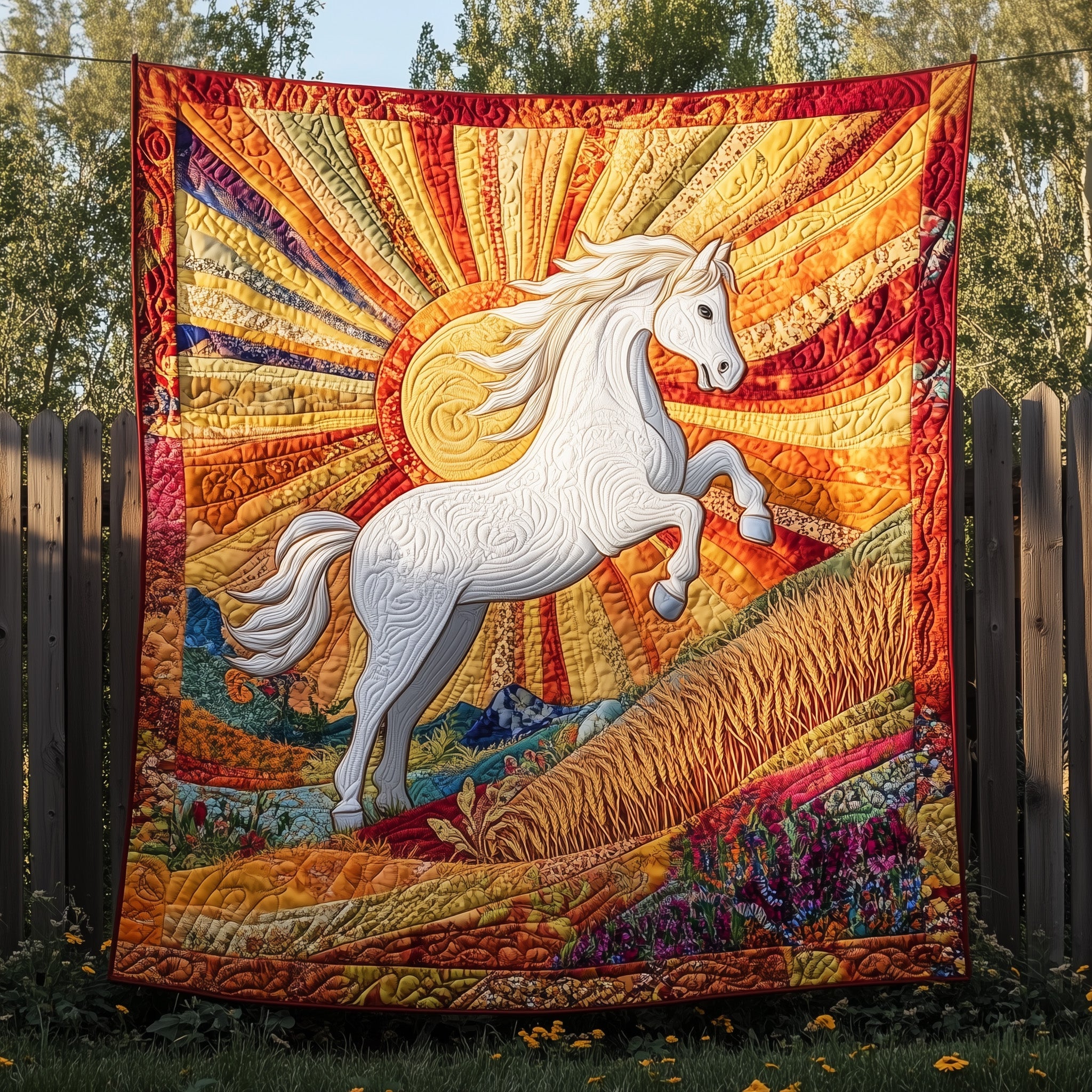 Solar Majesty Horse Quilted Blanket Nice Throw BlanketGifts For Female Horse Lovers