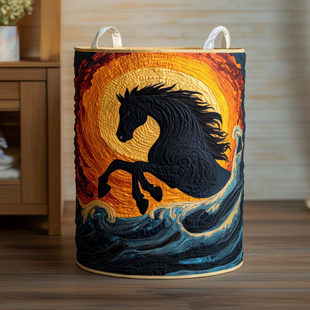 Solar Rider Quilted Laundry Basket Elegant Quilted Laundry Tote Gift for Daily Organization