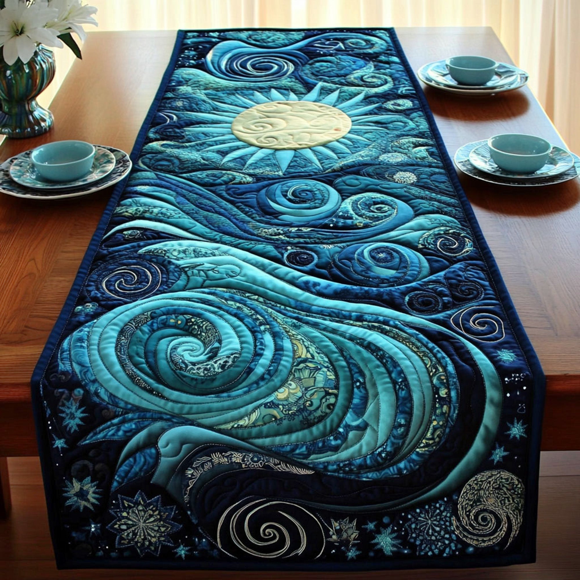 Solar Storm Quilted Table Runner Dining Table Decor Gifts For Marine Life Lovers