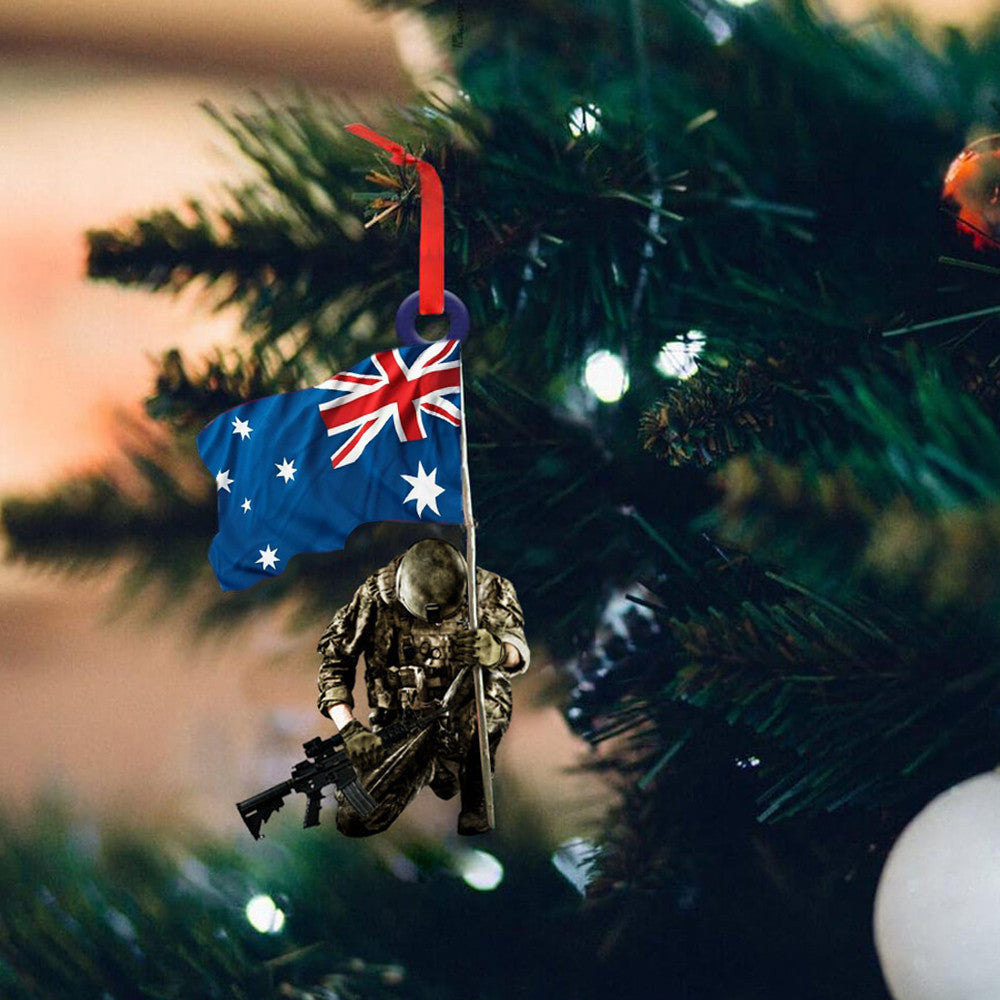 Soldier Holding Australia Flag Ornament Remembrance Day Veterans Ornaments For Christmas Tree