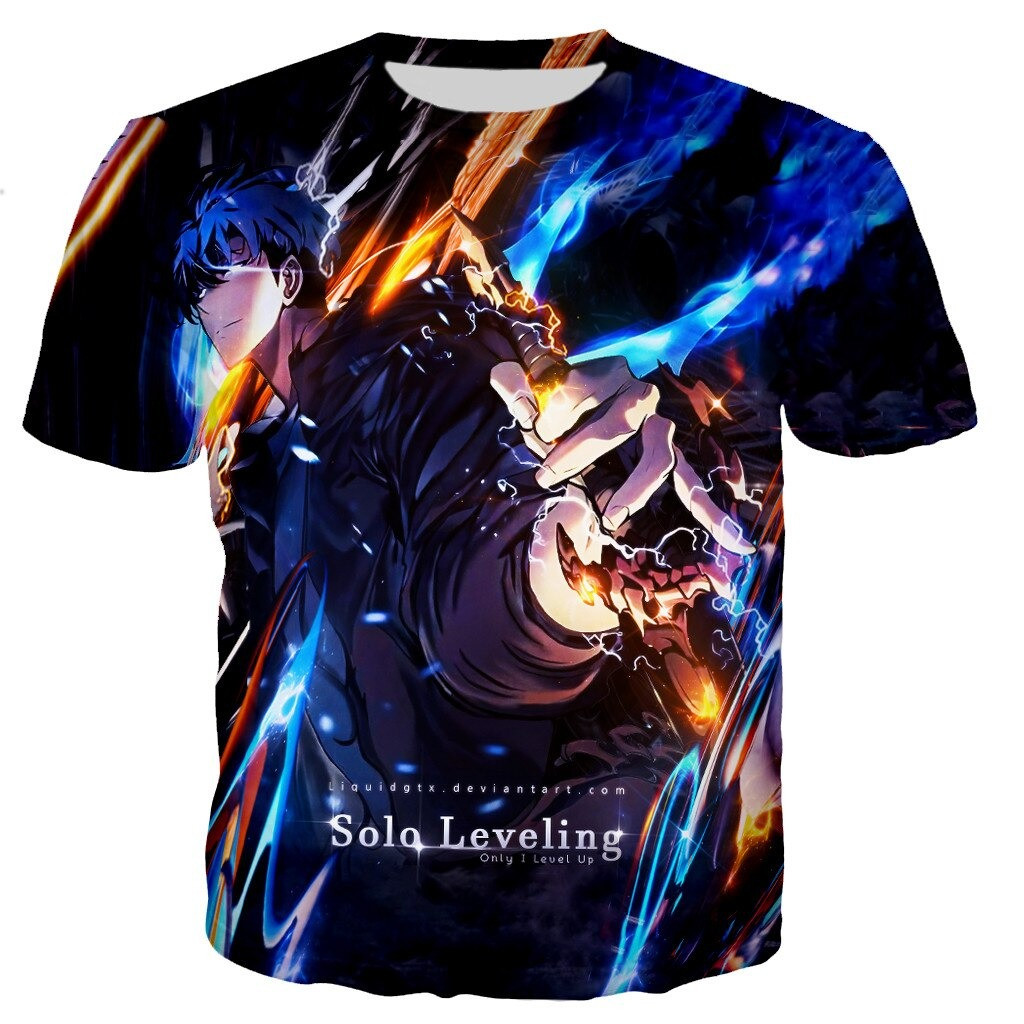 Solo Leveling Shirt 3D Print Sung Jin Woo T-Shirt Gifts For Solo Leveling Manga Fans