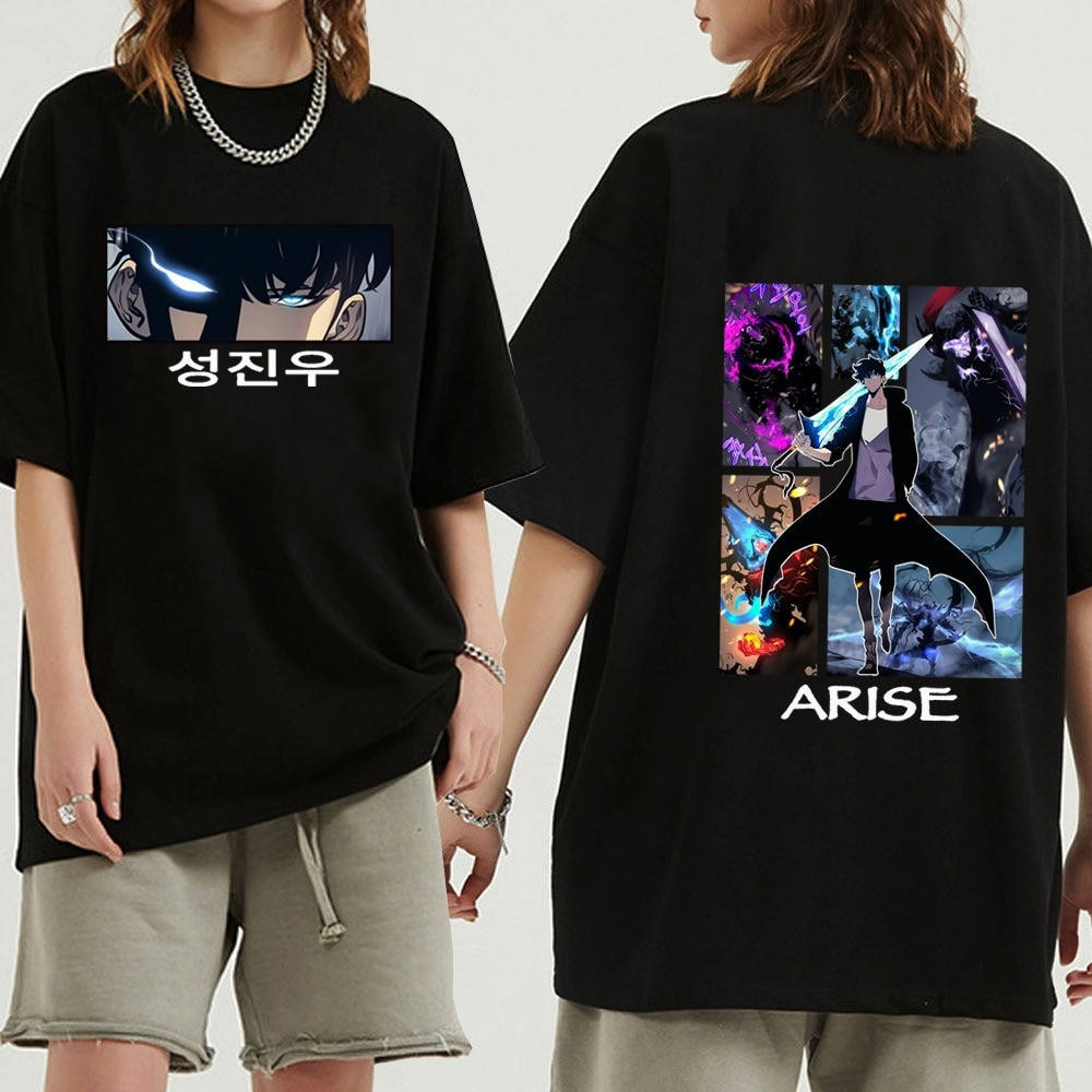 Solo Leveling Shirt Arise Solo Levelling Manga Anime Sung Jin Woo Black T-Shirt