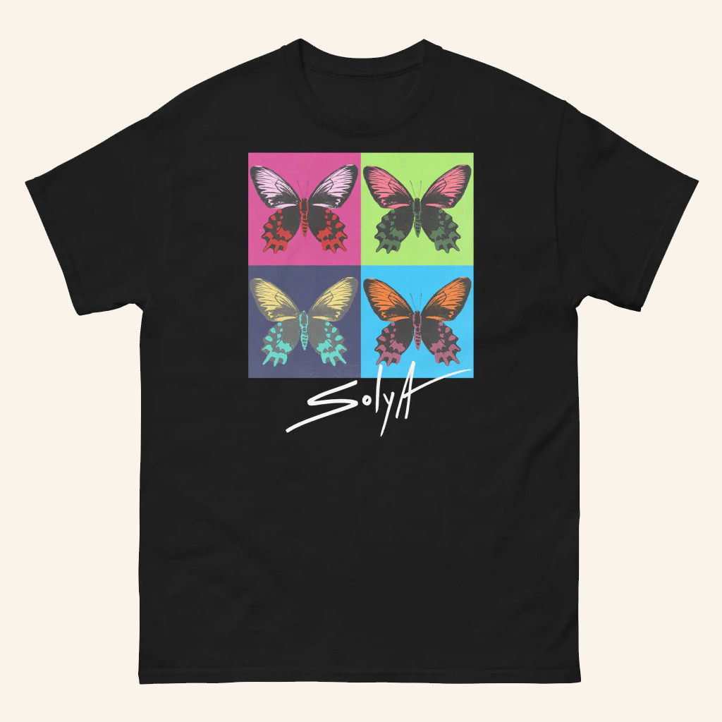 Solya Music Merch Butterfly Black T-Shirt Music Related Gifts For Guys