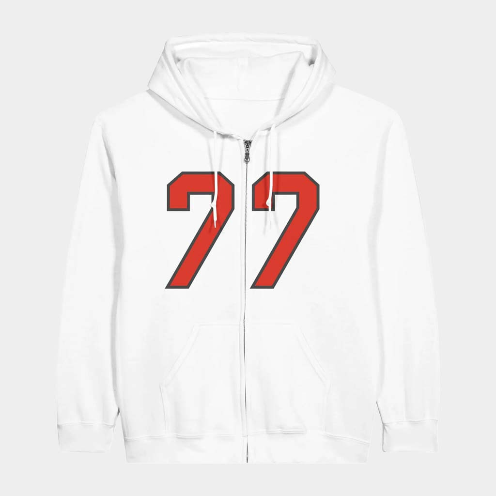Sombr Merch I Barely Know Her Sombr 77 Red And White Zip Up Hoodie Gifts For Sister