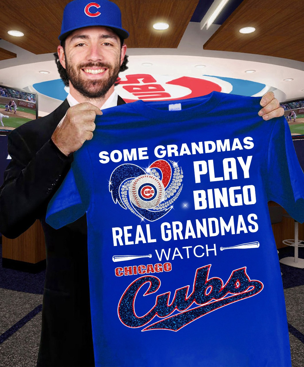 Some Grandmas Play Bingo Real Ones Watch Chicago Cubs T-Shirt For Grandma Baseball Lovers