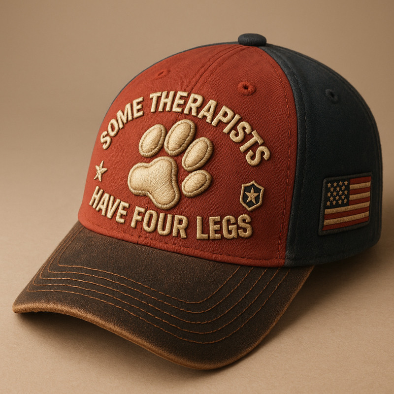 Some Therapists Have Four Legs Hat American Flag Baseball Cap Gifts For Dog Lover