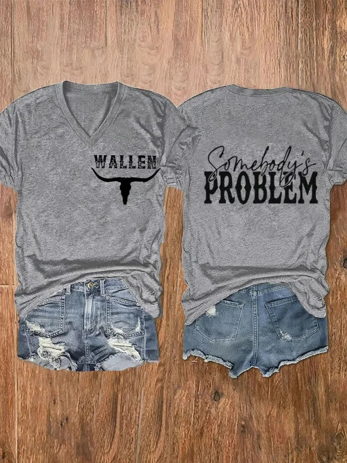 Somebody's Problem Morgan Wallen V-Neck Shirt Morgan Wallen 2026 Tour Clothes Present Idea For Huge Fans