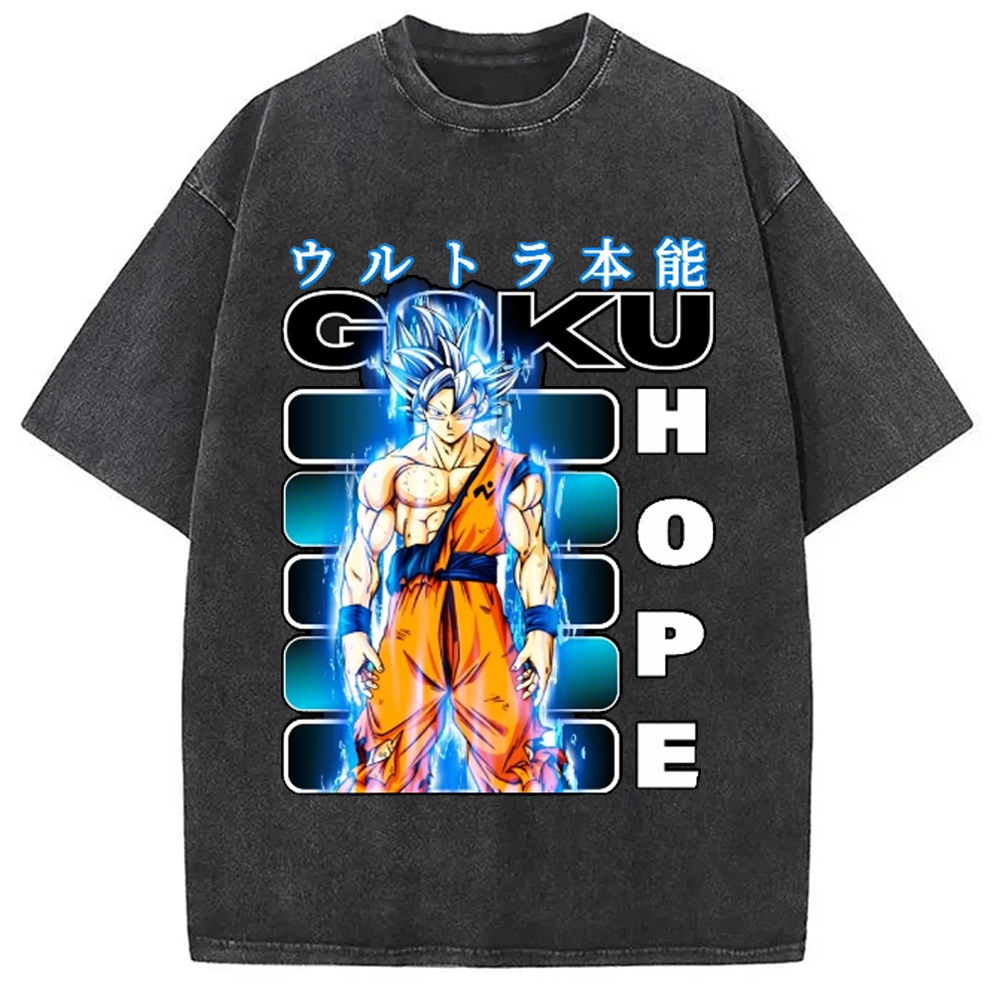 Son Goku Vintage Washed T-Shirt Retro Humor Graphic Top Gifts For Her
