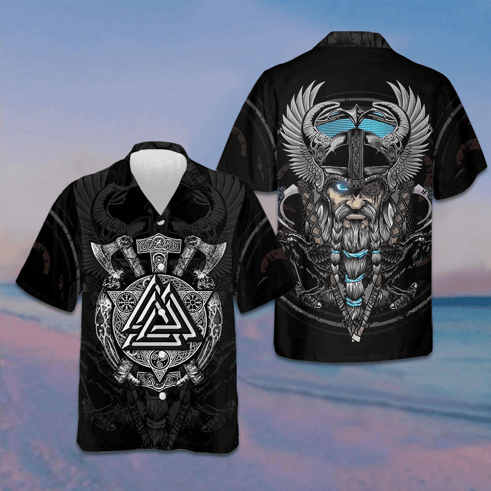 Son Of Odin Hawaiian Shirt Axe Pattern Button Up Shirt For Men Gifts For Boyfriend