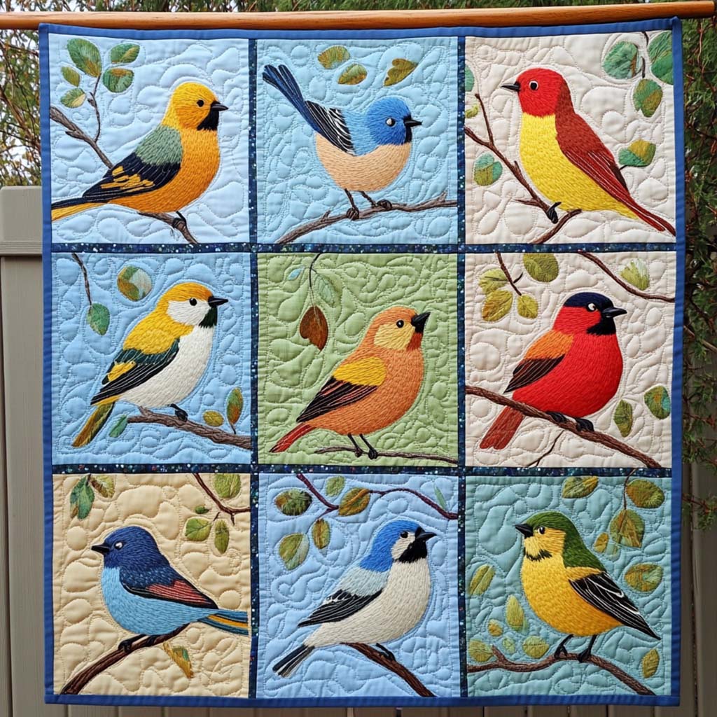 Songbird Patchwork Quilted Blanket Gift Ideas For Bird Lovers