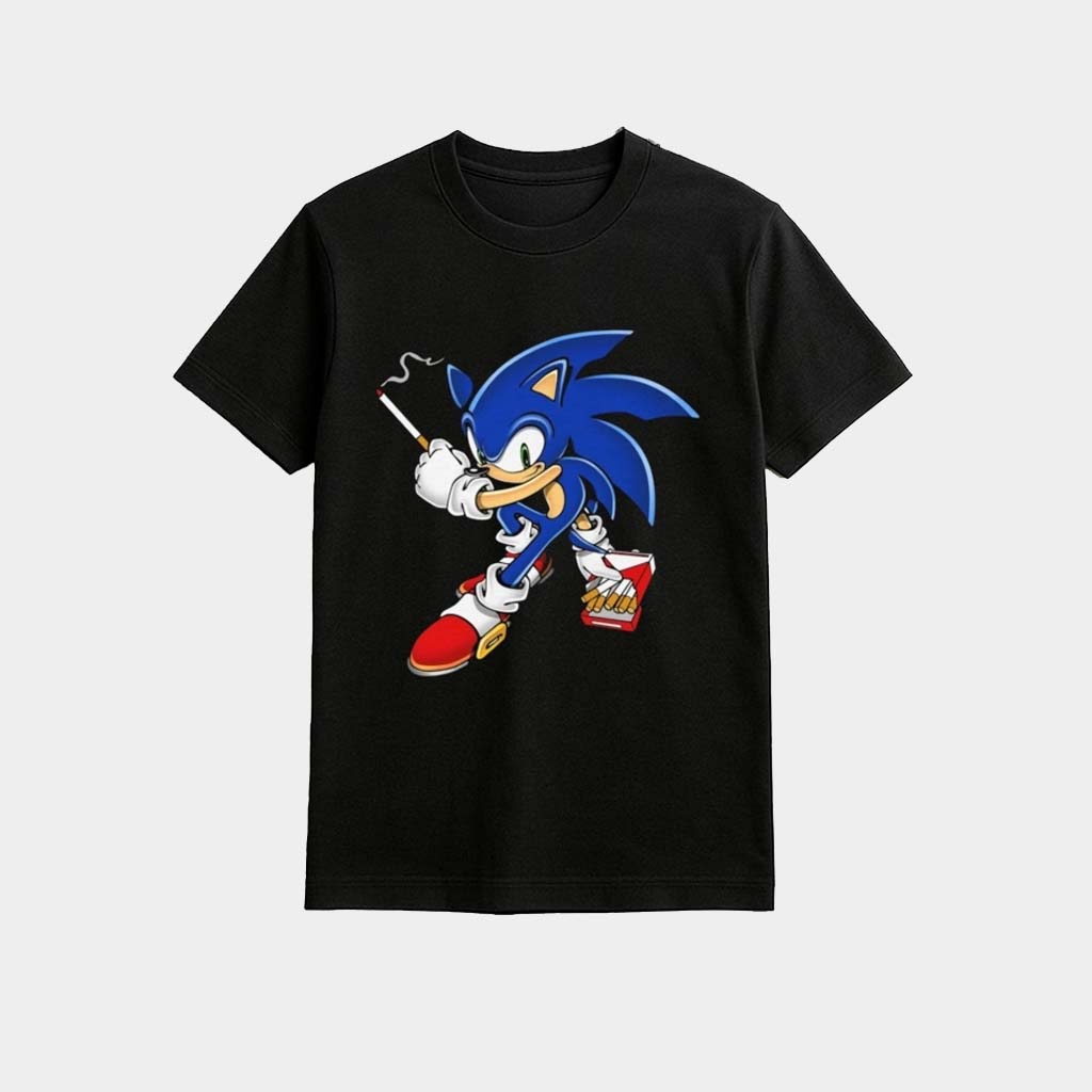 Sonic Smoking Shirt Funny Graphic T-Shirt Birthday Present For Son