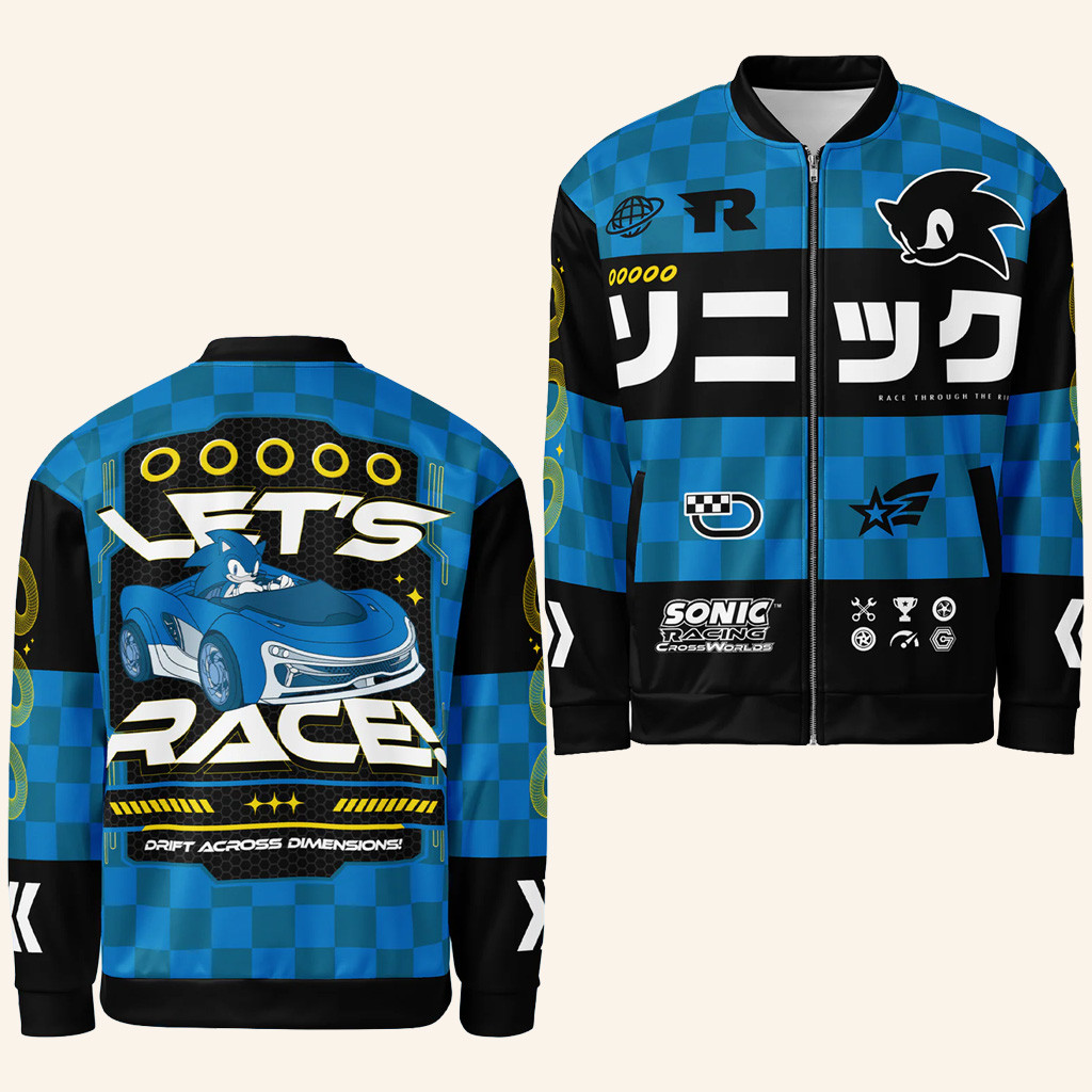 Sonic The Hedgehog Merch Let's Race Bomber Jacket Birthday Gifts For Husband
