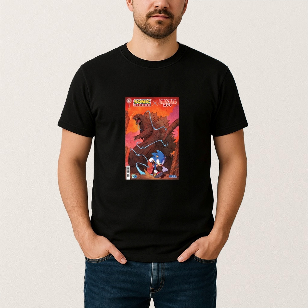 Sonic the Hedgehog X Godzilla T-Shirt Godzilla Sonic Comic Shirt Fan Gift