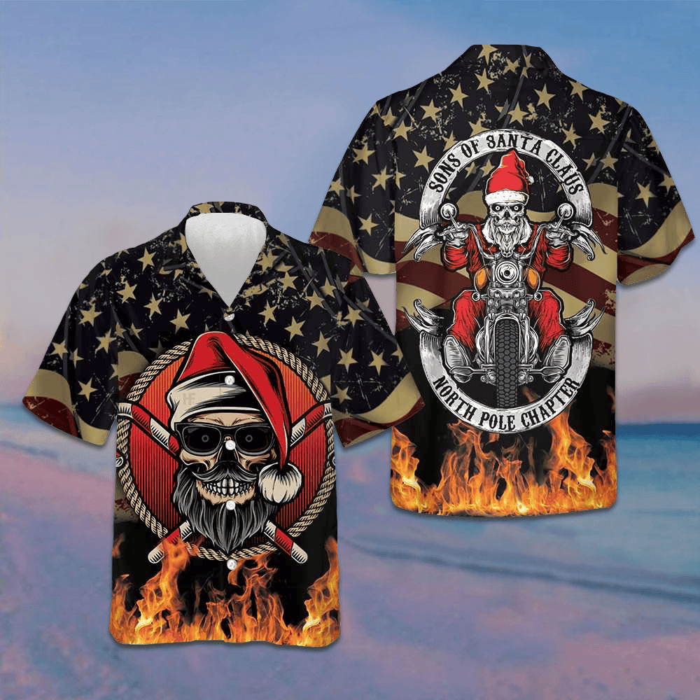 Sons Of Santa Claus North Pole Chapter Hawaiian Shirt Motorcycle Lover Gift For Christmas