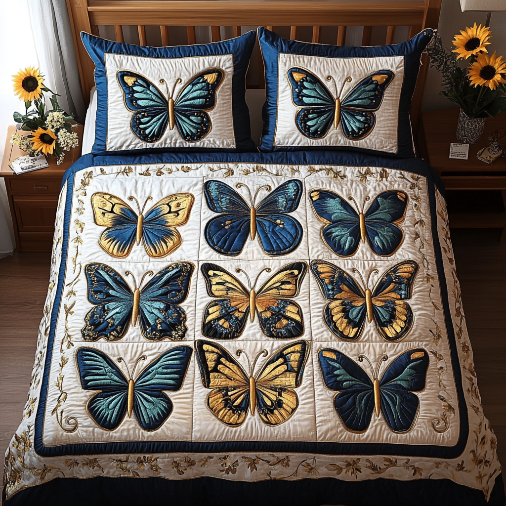Soothing Wings Quilted Bedding Set Christmas Bed Sheets Butterfly Gifts For Girlfriend