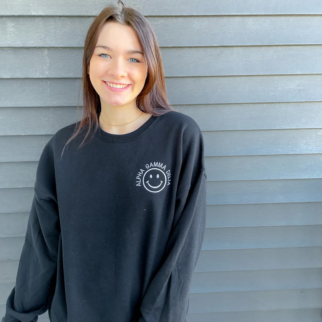 Sorority Merch All Smiles Sorority Sweatshirt Embroidered Christmas Gifts For Women's