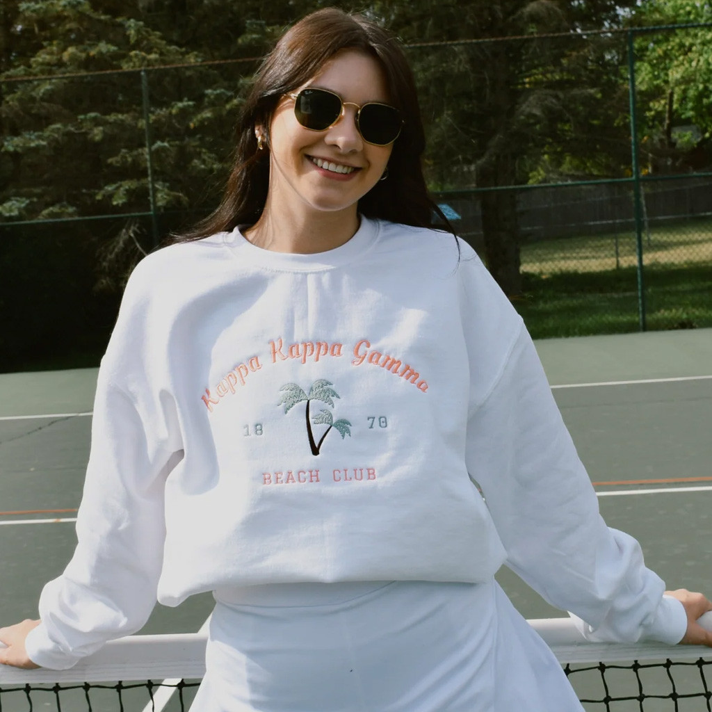 Sorority Merch Beach Club Sorority Sweatshirt Embroidered Christmas Gifts For Friends
