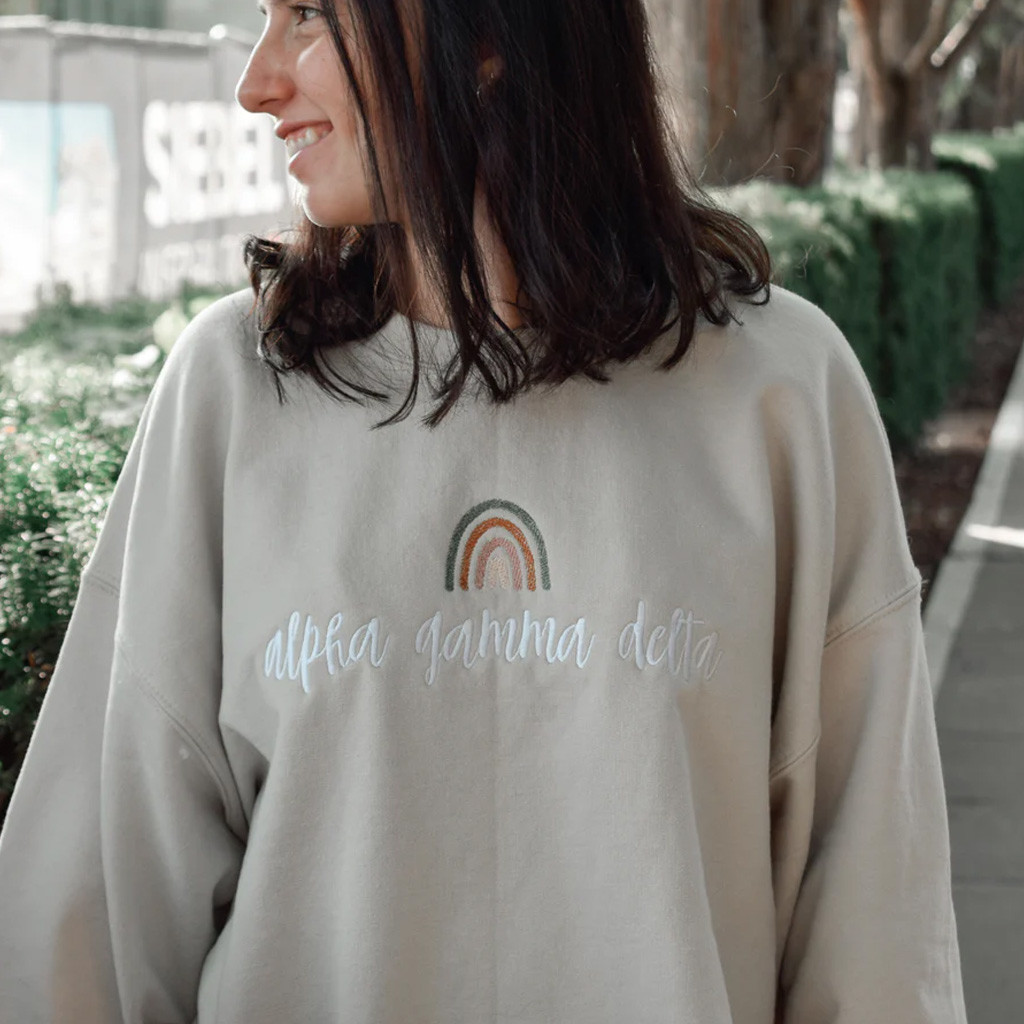 Sorority Merch Boho Rainbow Sorority Sweatshirt Embroidered Gifts For Besties