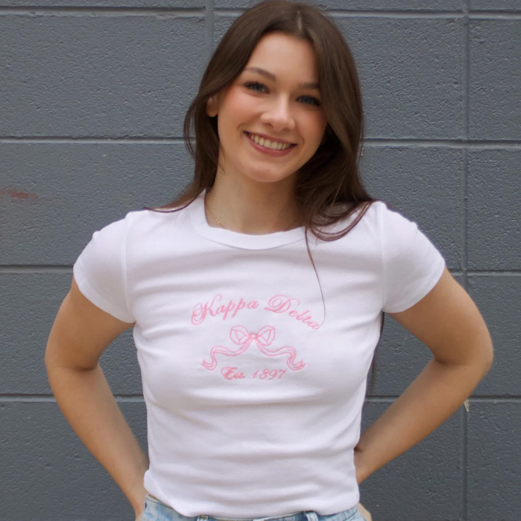 Sorority Merch Bow Sorority Baby Tee Kappa Delta Shirt Christmas Gifts For Girlfriend