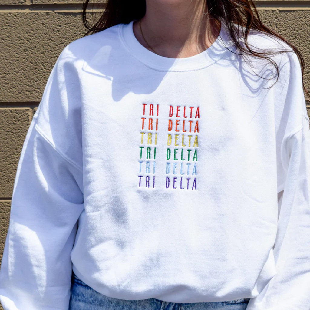 Sorority Merch Chase The Rainbow Sorority Embroidered Sweatshirt Gift Ideas For Friends