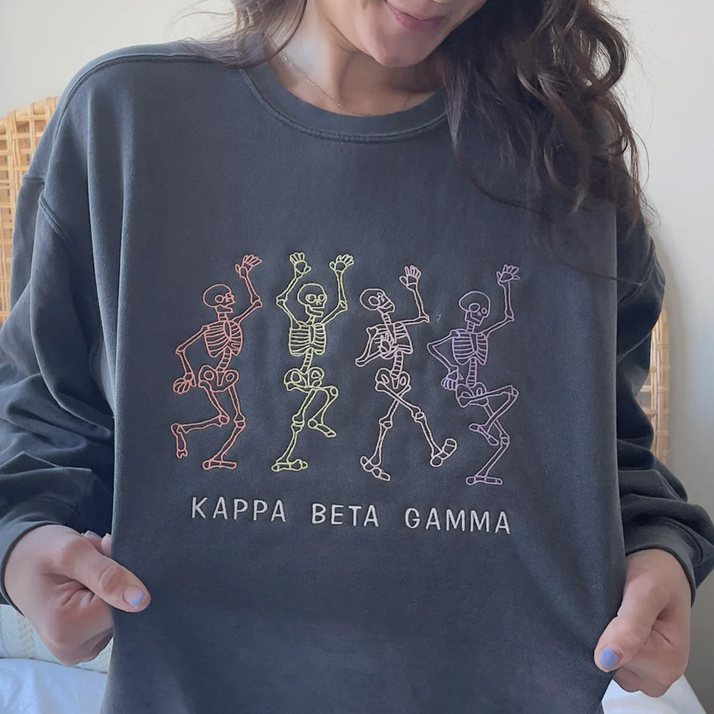 Sorority Merch Dancing Skeleton Crewneck Sweatshirt Embroidered Gift Ideas For Wife Sorority Merch Dancing Skeleton Crewneck Sweatshirt Embroidered Gift Ideas For Wife