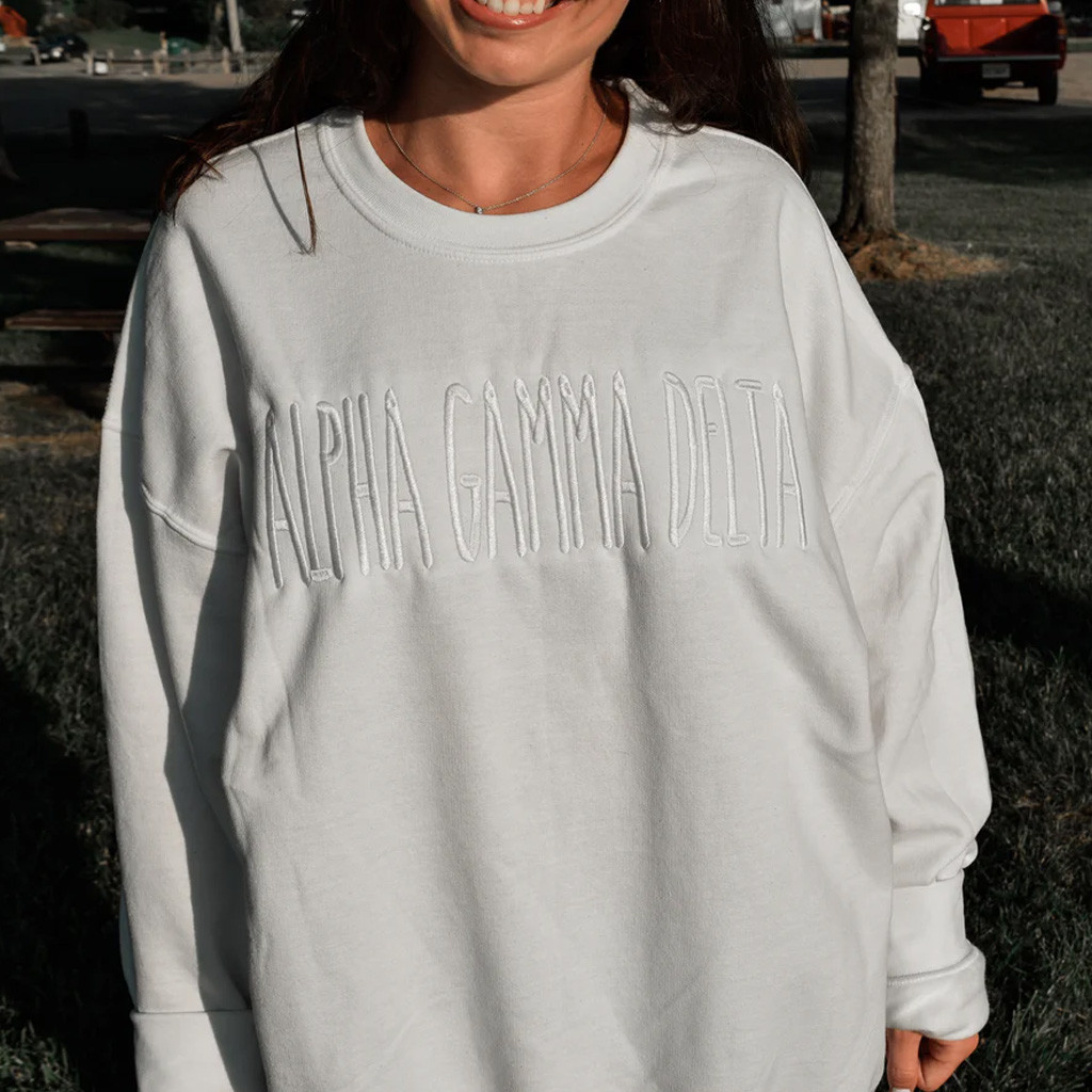 Sorority Merch Embroidered Sorority Sweatshirt White Christmas Gifts For Friends