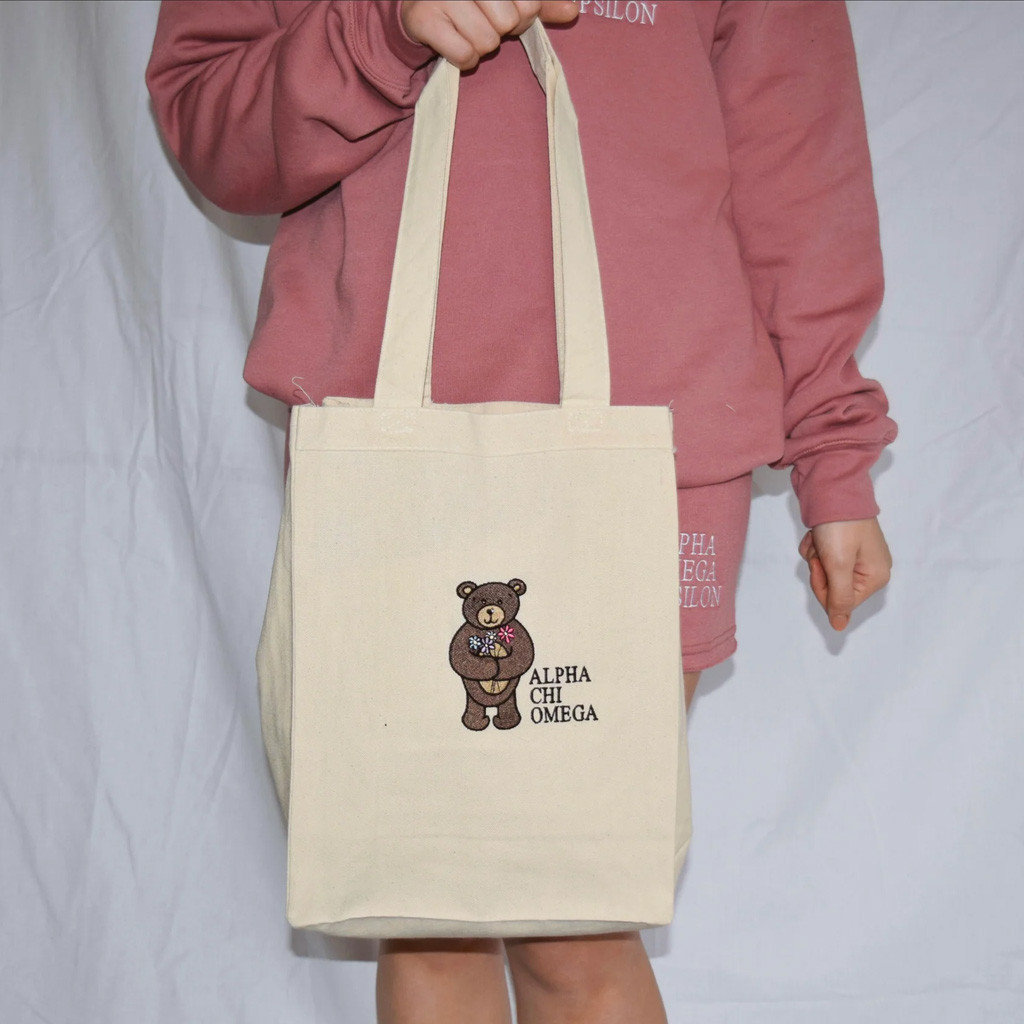 Sorority Merch Floral Bear Sorority Tote Bag Birthday Gifts For Wife