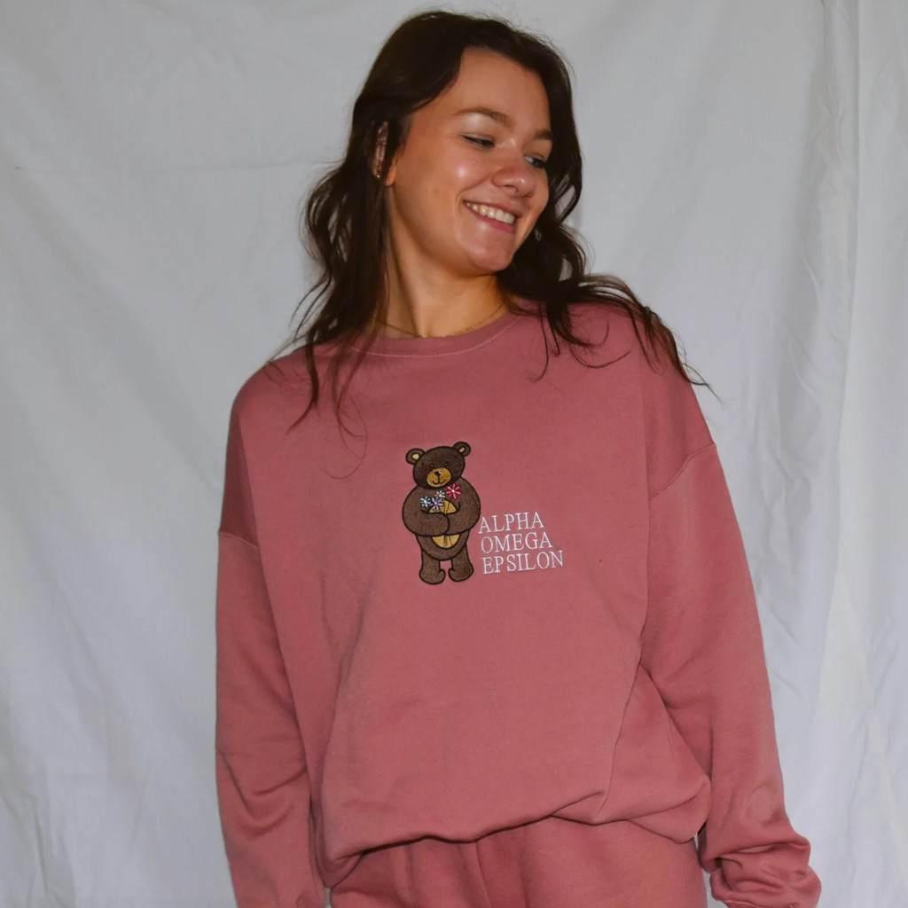 Sorority Merch Floral Valentine's Bear Sorority Sweatshirt Birthday Gifts For Wife