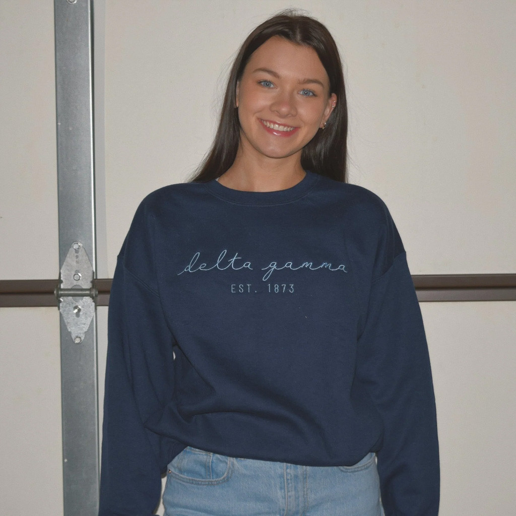 Sorority Merch Handwritten Script Established Sorority Sweatshirt Embroidered Gifts For Her