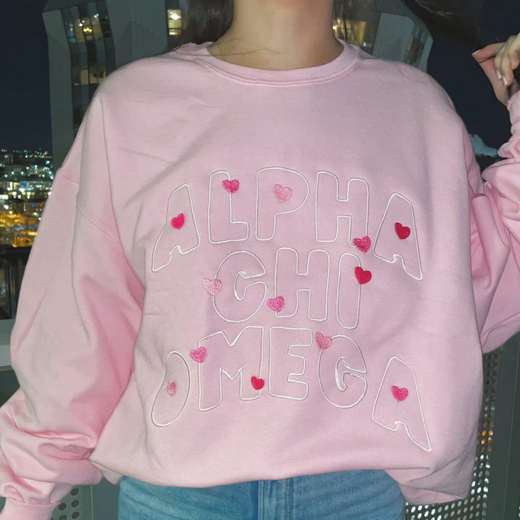 Sorority Merch Surrounded by Love Sorority Sweatshirt Embroidered Birthday Ideas For Her