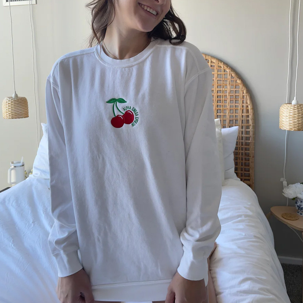 Sorority Merch Sweet Cherry Embroidered Sorority Sweatshirt Present For Sister Sorority Merch Sweet Cherry Embroidered Sorority Sweatshirt Present For Sister