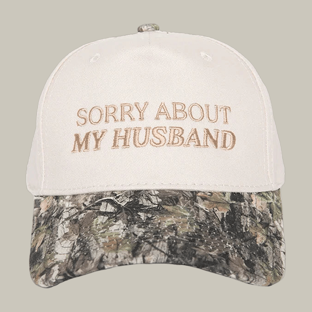 Sorry About My Husband Vintage Trucker Hat Funny Sayings Cap Wife Gift Ideas